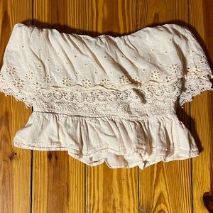 Strapless American eagle light pink top.